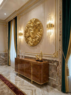 Emerald Touch – Premium Gold Wall Decor with Wood Carved Texture