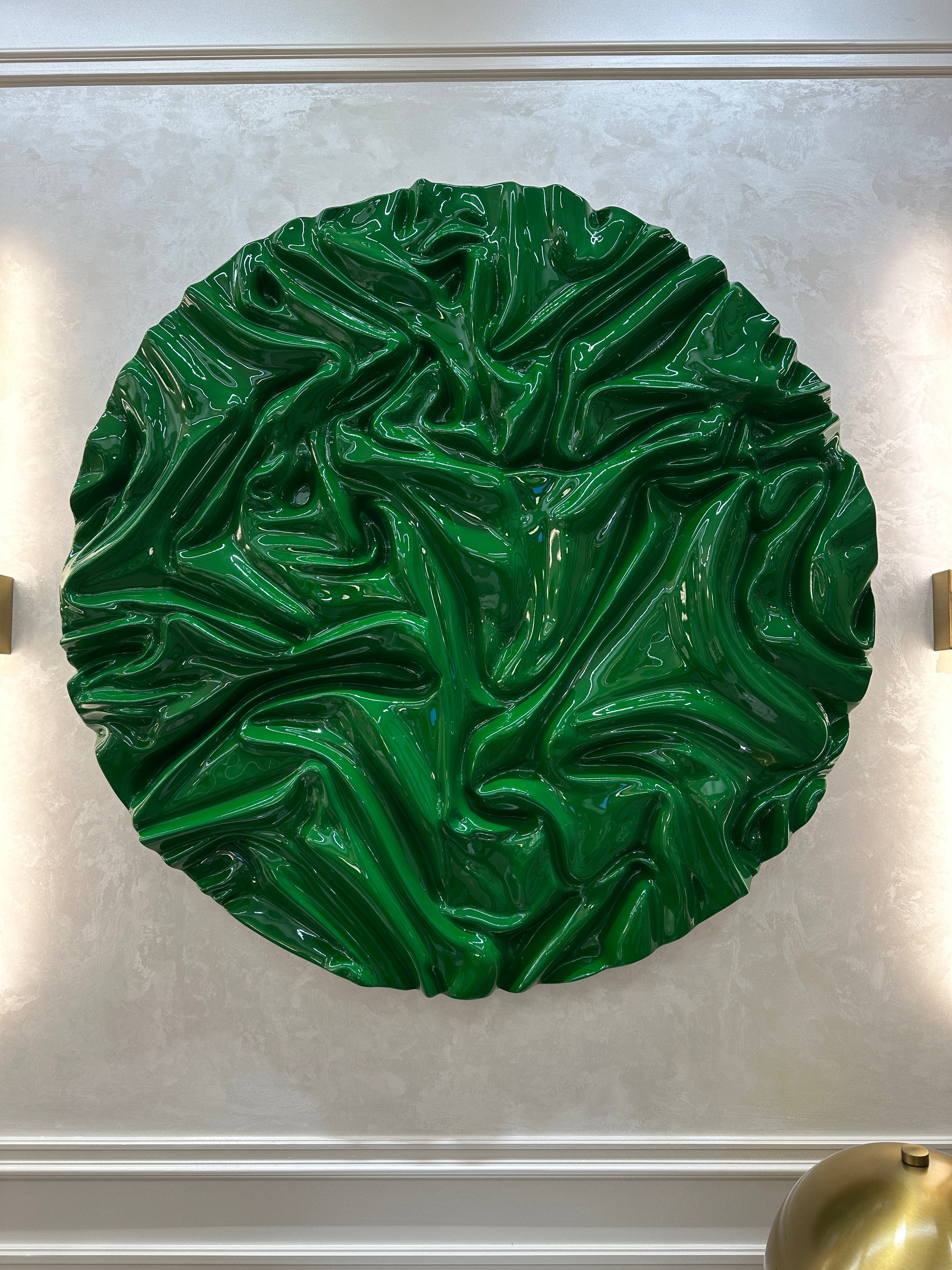 Emerald Touch – Premium Green Wall Decor with Wood Carved Texture